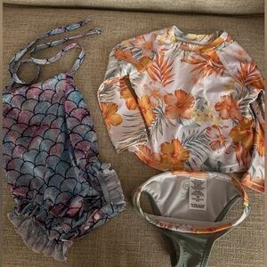 12M Wonder Nation Floral 2 Piece & a Mermaid 1 piece w/Ruffles around the Legs